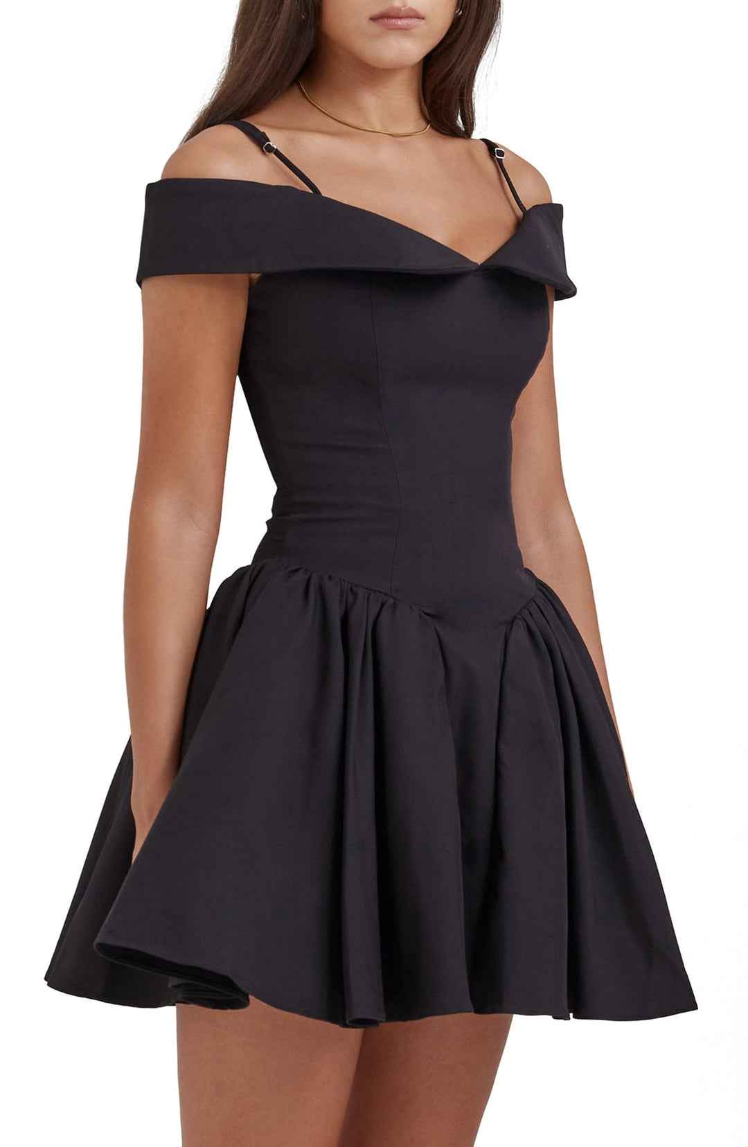 Shoulder-Baring Short Sleeve Dress