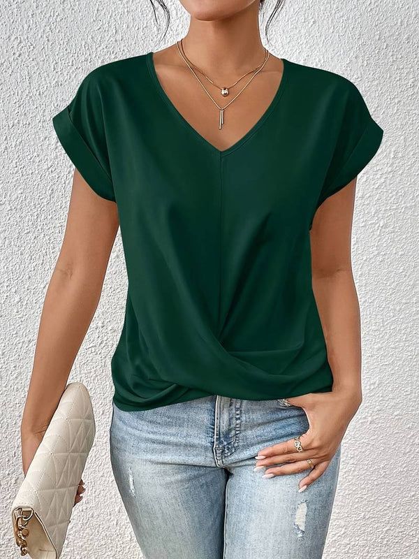Solid Round Neck Short Sleeve T-shirt
